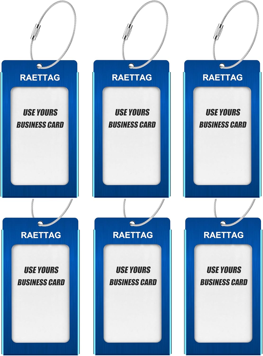 Luggage Tags Metal Suitcase Tags Travel Bag ID Identifier Luggage Tag (Blue 6-Pack)