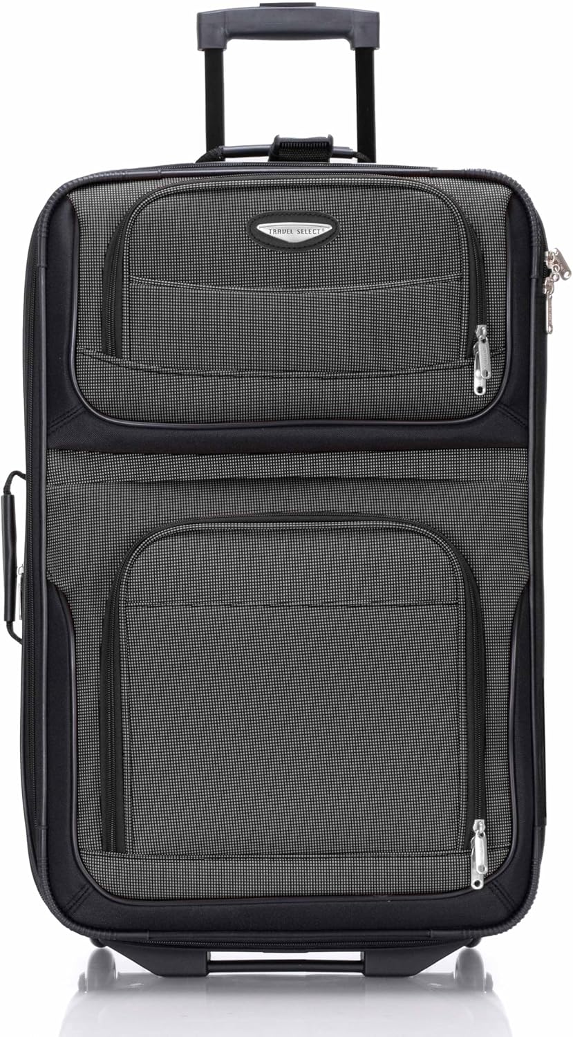 Travel Select Amsterdam 4-Piece Softside Expandable Rolling Luggage Set, Lightweight 2-Wheel Suitcases, Packing Cubes, Travel Tote, Durable Polyester Construction, Gray