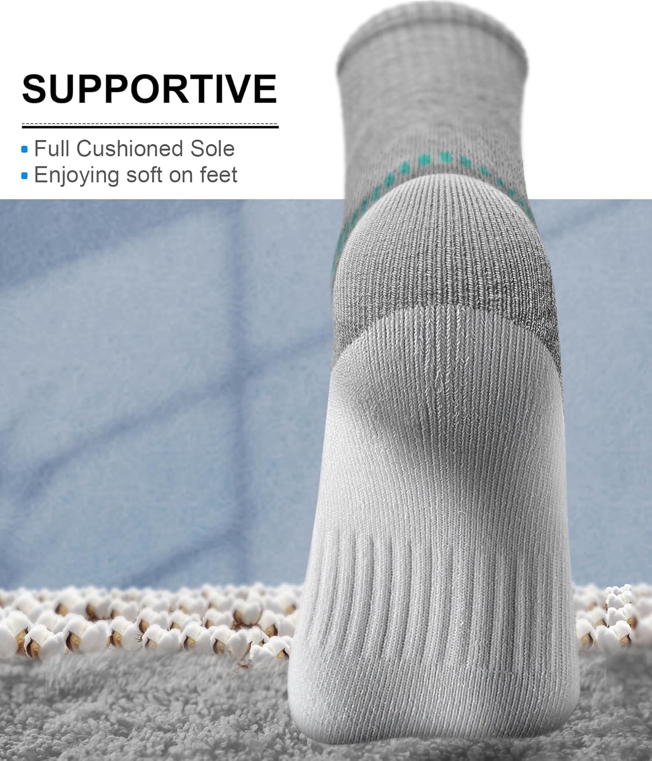 BULLIANT Compression Socks for Men 6Pairs, Athletic Crew Socks Cushioned For Men Sports Running-Arch Support