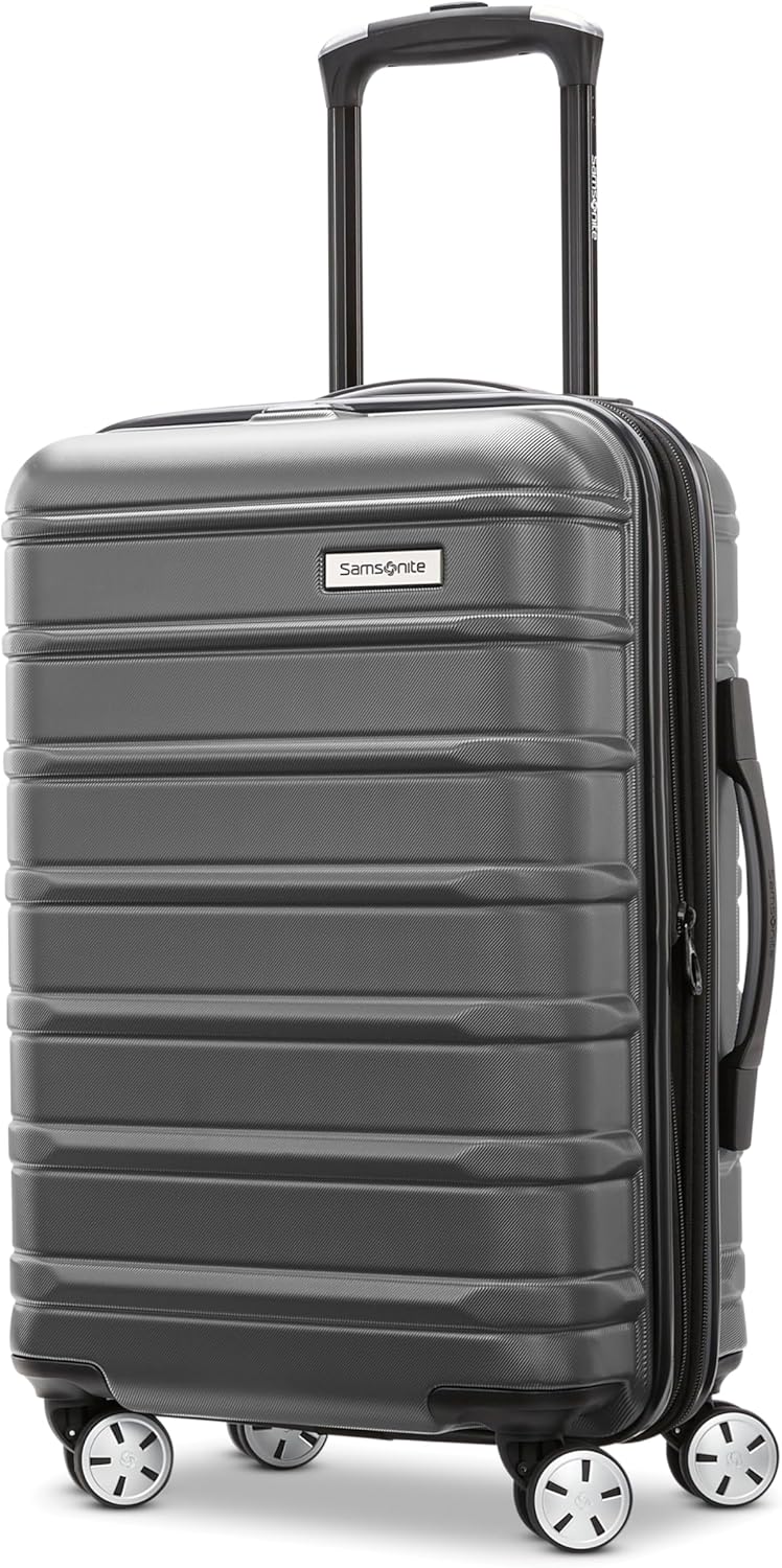 Samsonite Omni 2 International Carry-On Luggage with 360° Spinner Wheels - Scratch Resistant Hardshell - TSA, Airline-Approved - Expandable Polycarbonate Shell for Lightweight Travel - Charcoal