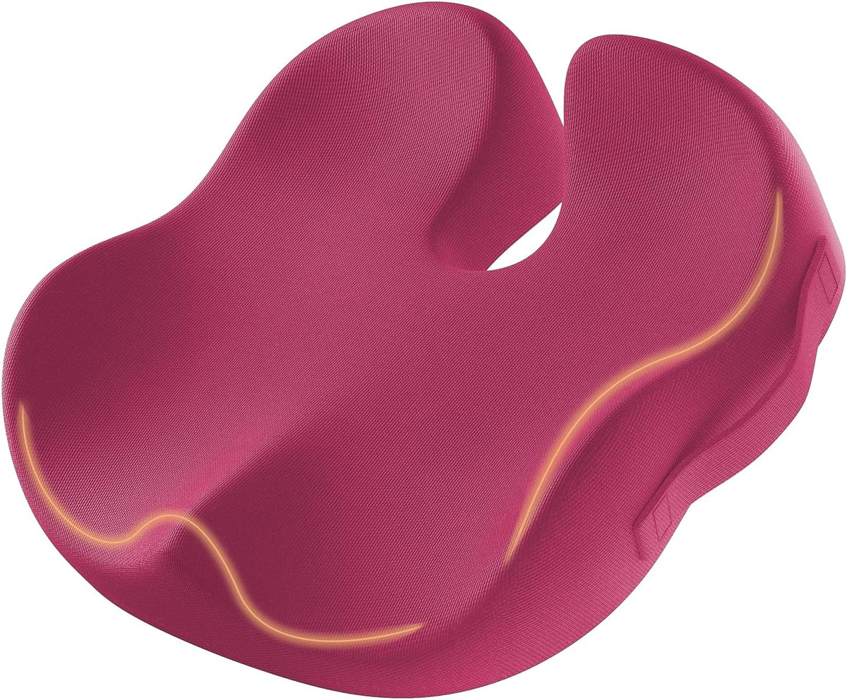 ProtoArc Seat Cushion, Office Chair Cushion for Sciatica, Coccyx Cushion, Ergonomic Memory Foam Seat Cushion for Car, Home, Pressure Relief Pad for Hip, Tailbone, All Day Comfort - Rose