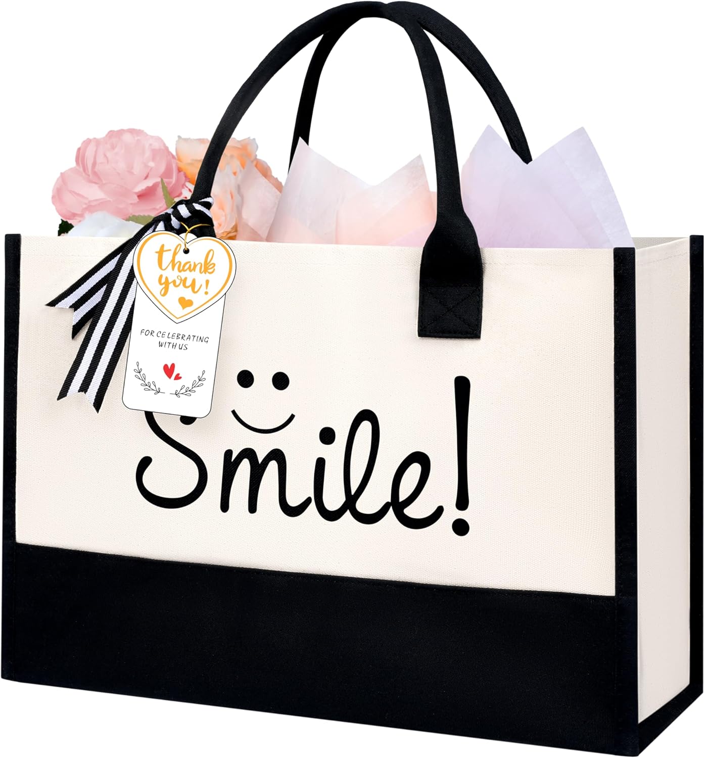 BAGAIL Initial Tote Bag, Personalized Birthday Gifts for Women, Teacher, Friends, Mom, Wedding, Monogrammed Beach Bag