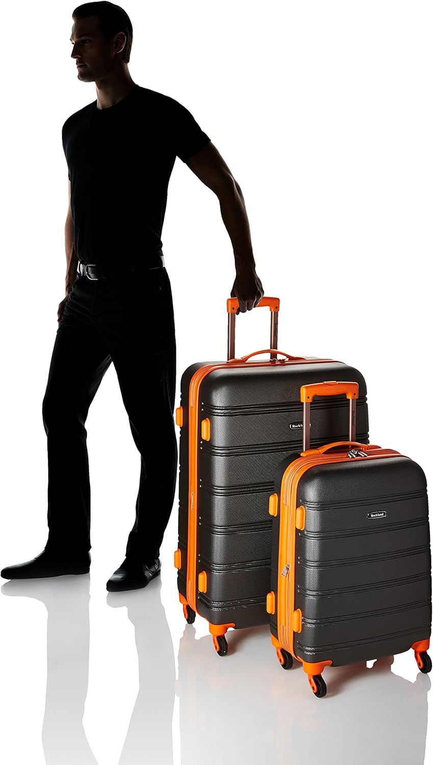 Rockland Melbourne Hardside Expandable Spinner Wheel Luggage, Charcoal, 2 Piece (20/28)