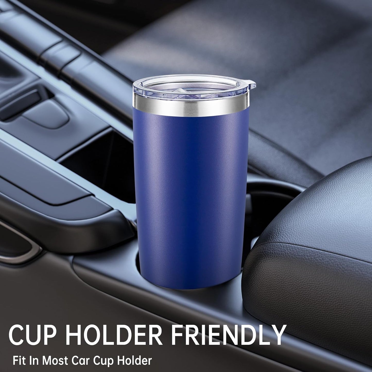 20 oz Tumblers Bulk Stainless Steel Tumbler with Lid Double Wall Vacuum Insulated Coffee Mug 20oz Powder Coated Cup for Hot and Cold Drinks, Blue, 6 pack