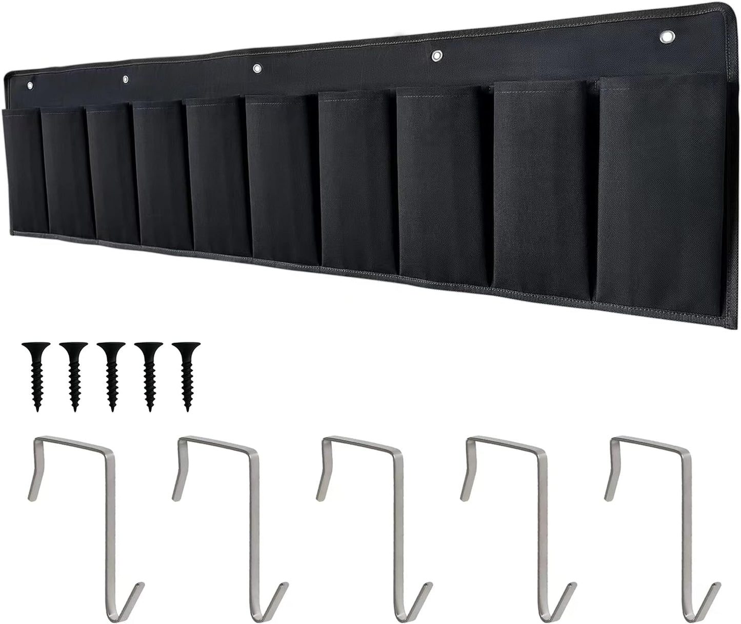 RV Shoe Pockets 10 Pockets Heavy Hanging Bedside Storage Organizer with Sturdy Hooks Storage Pockets Hangs on Bed for Shoes Toys and Tool Accessories