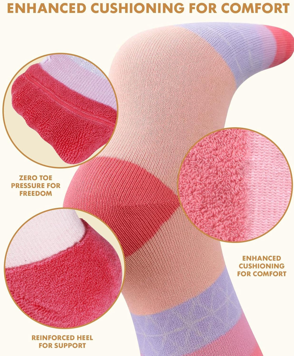 Thick Soft Cotton Compression Socks for Women Men 15-20mmHg Knee High Breathable Cotton Socks for All Day Comfort