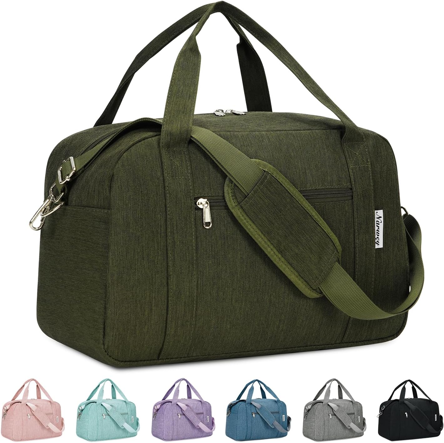 Narwey 18" Carry on Bag Underseat for Airplane with Wet Pocket Spirit Airlines Personal Item Bag Travel Duffel Bag Small Gym Bag Weekender Overnight for Women and Men (Army Green)