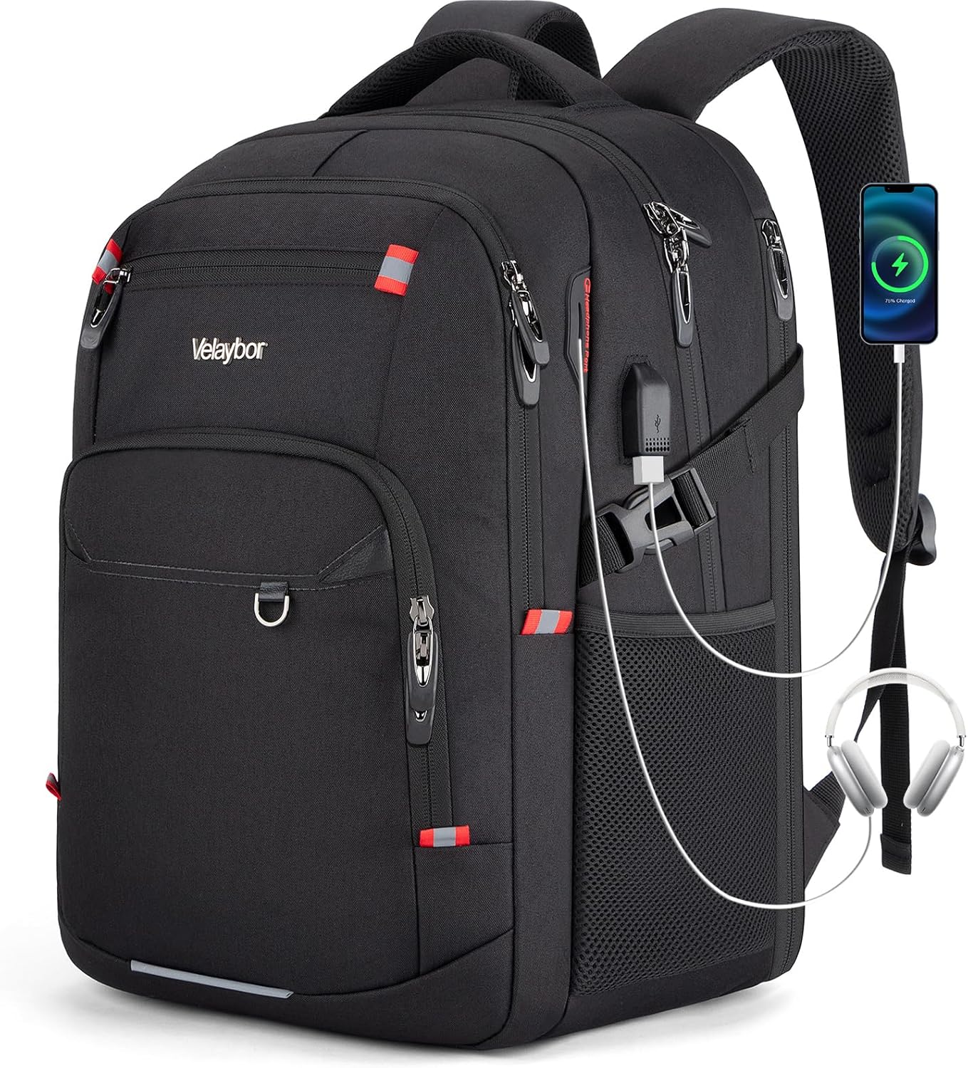 40L Expandable Laptop Backpack, Anti-thief Travel Backpack with USB Charging Port, Airline Approved Business Waterproof Carry on Luggage, Fits 15.6" Laptop for Men Women