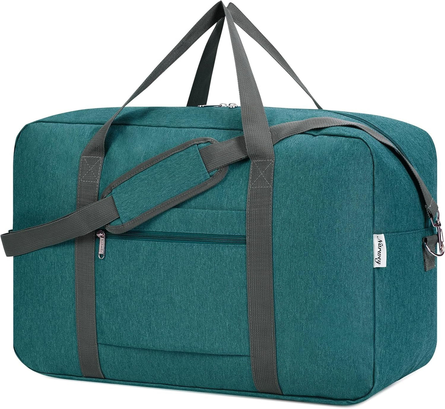 For United Airlines Foldable Carry on Bag 22x14x9 Travel Duffel Bag Packable luggage Duffle for Women and Men 40L (Teal)