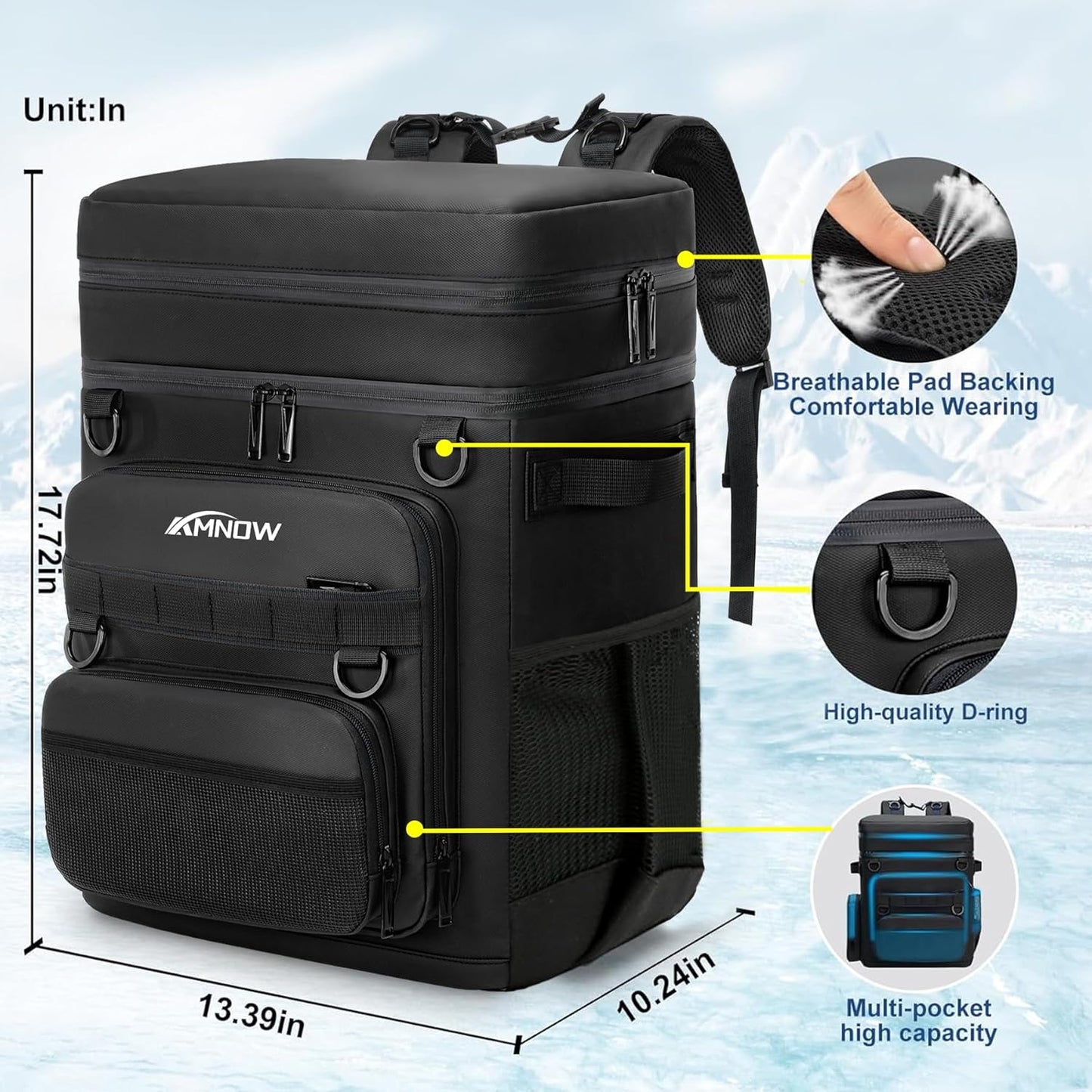 Backpack Cooler Insulated Leak Proof for Men Women 50 Cans Soft Cooler Backpack Insulated Waterproof Large Capacity Coolers Bag Portable for Lunch Camping Travel Picnic Hiking