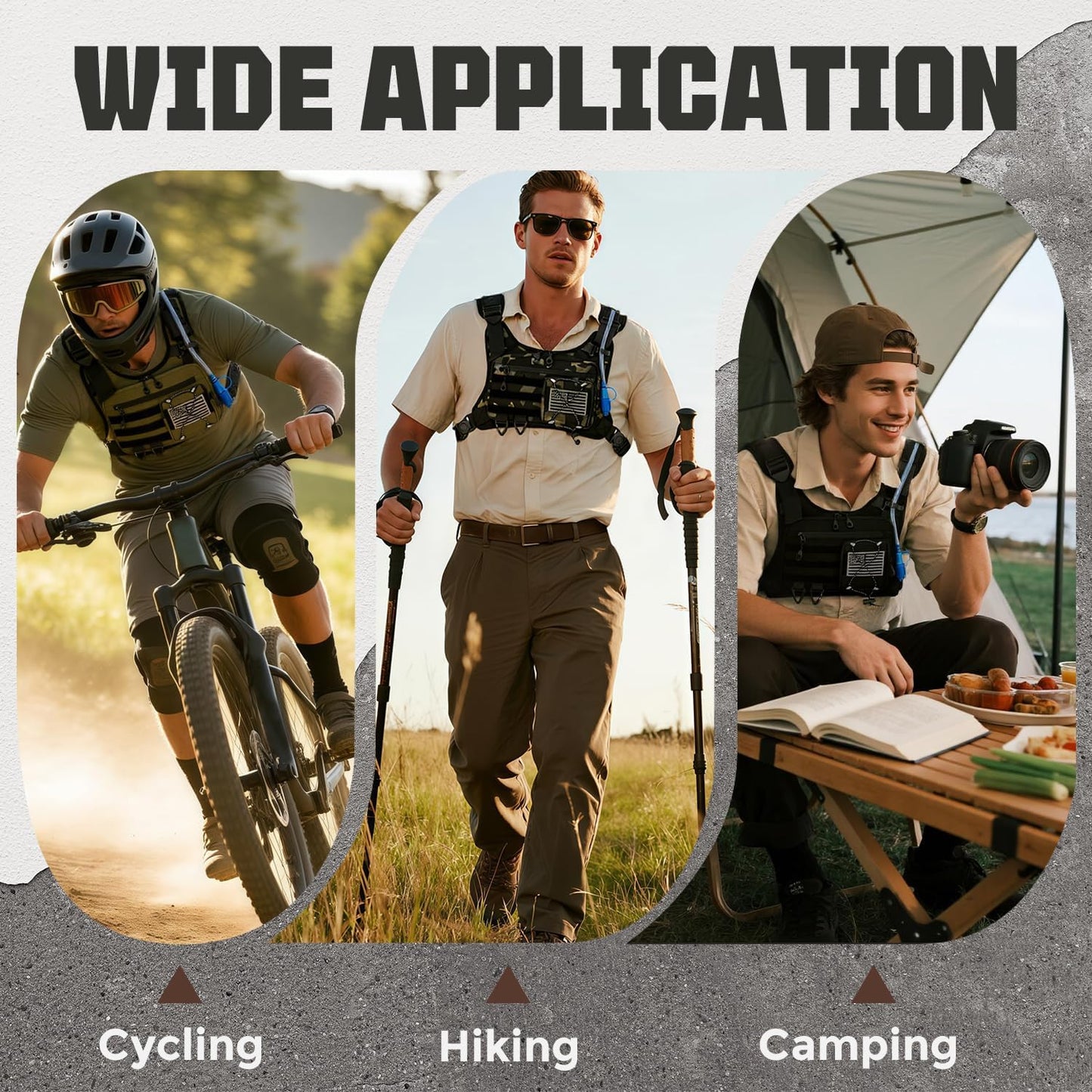 Hydration Vest（The design patent has been granted ）with 2L Water Bladder for Men and Women,Lightweight Adjustable Hydration Backpack,Reflective Running Hydration Chest Bag for Hiking Climbing Cycling