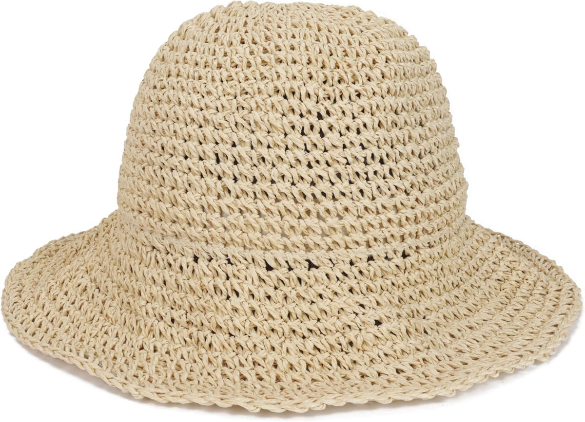 Womens Wide Brim Straw Sun Hat Foldable Floppy Crochet Beach Hat for Summer