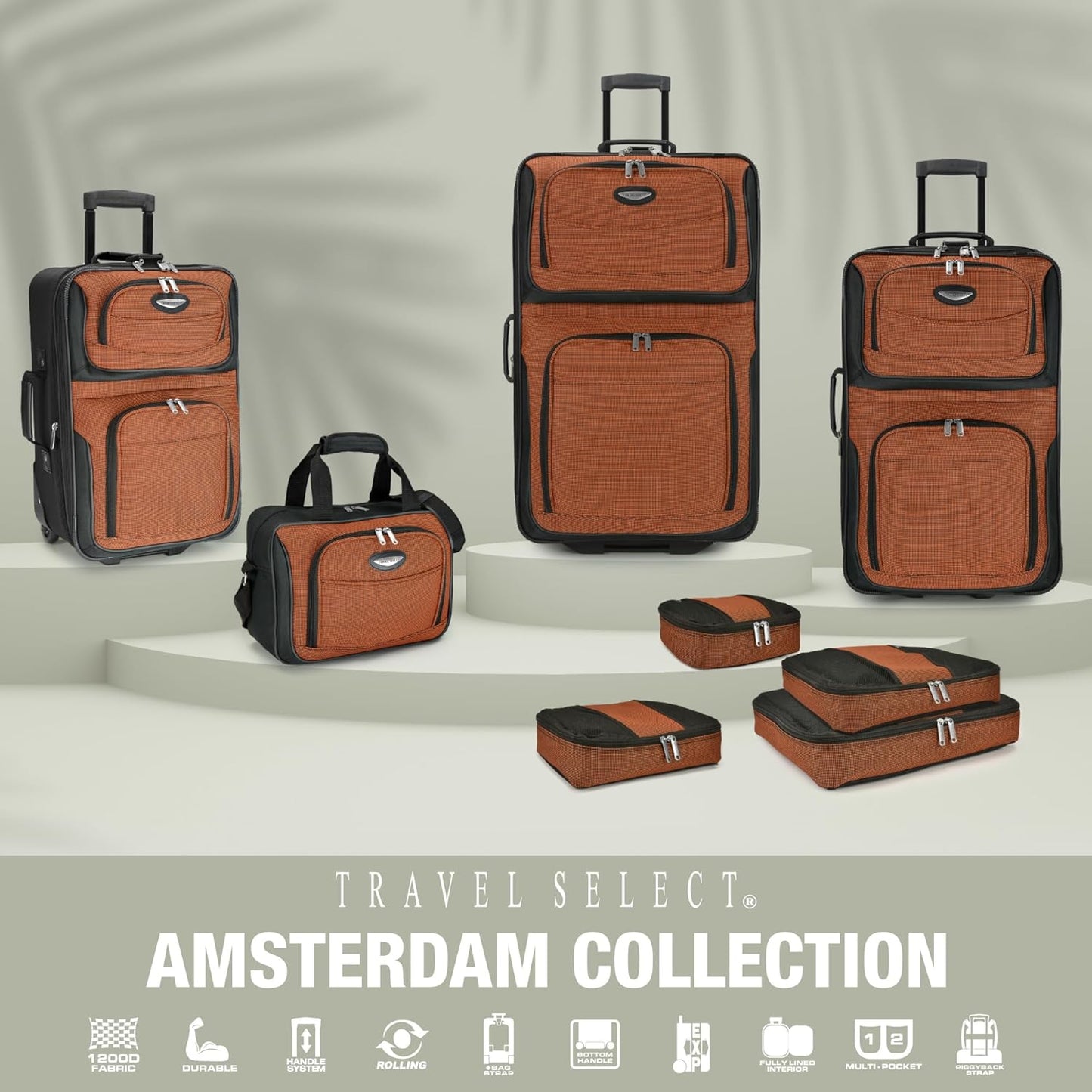 Travel Select Amsterdam 29-Inch Softside Expandable Rolling Upright Luggage, Lightweight 2-Wheel Check-In Suitcase with Push-Button Handle, Orange