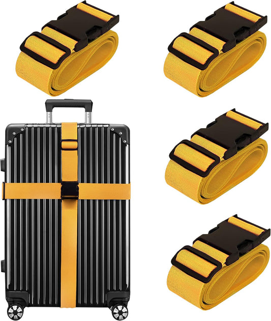 Luggage Straps for Suitcases TSA Approved Travel Belt 8 Pack by Chelmon (Yellow)