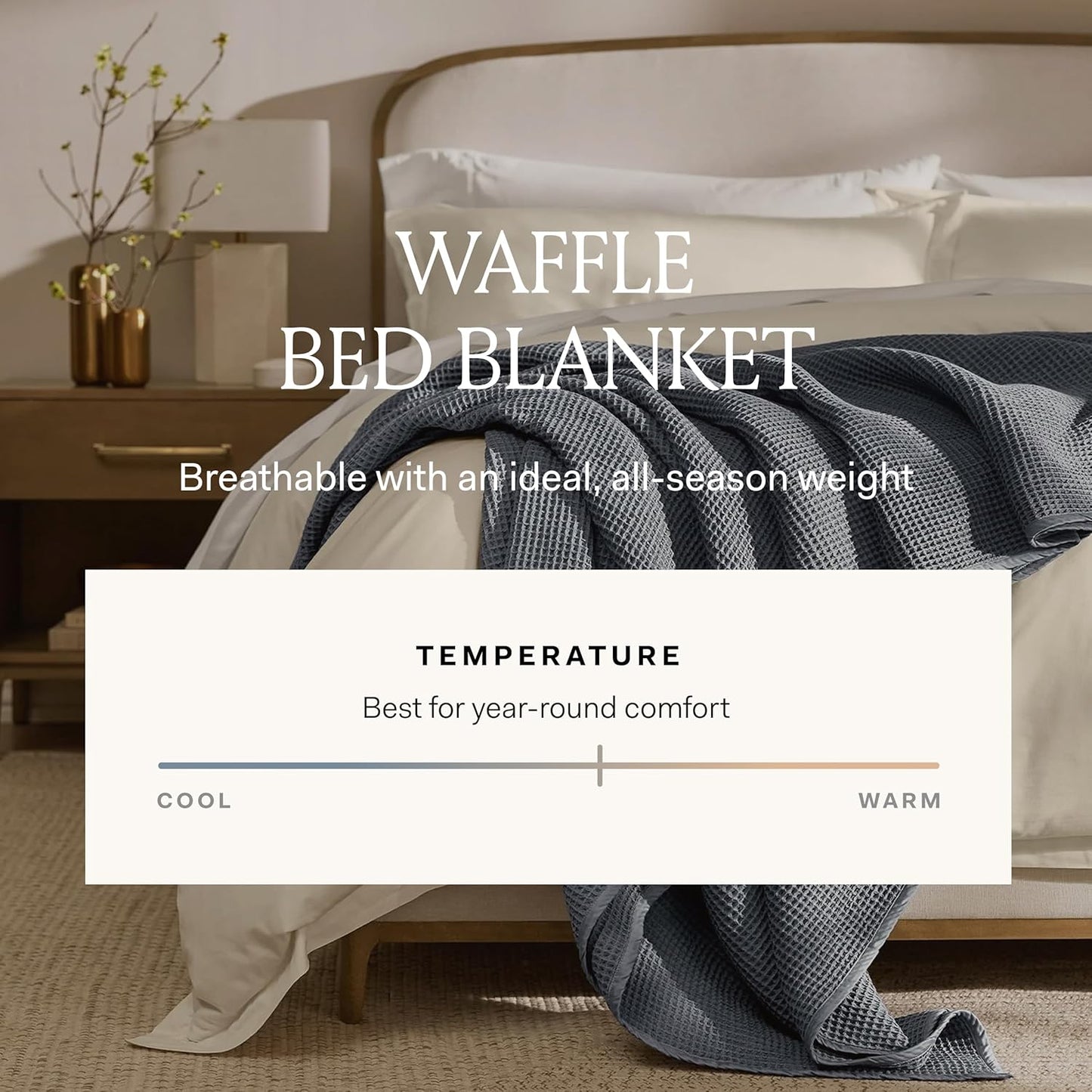 BOLL & BRANCH Waffle Bed Blanket - Full/Queen, White - Luxury 100% Organic Cotton - Soft, Lightweight and Breathable - Textured Waffle Weave Design