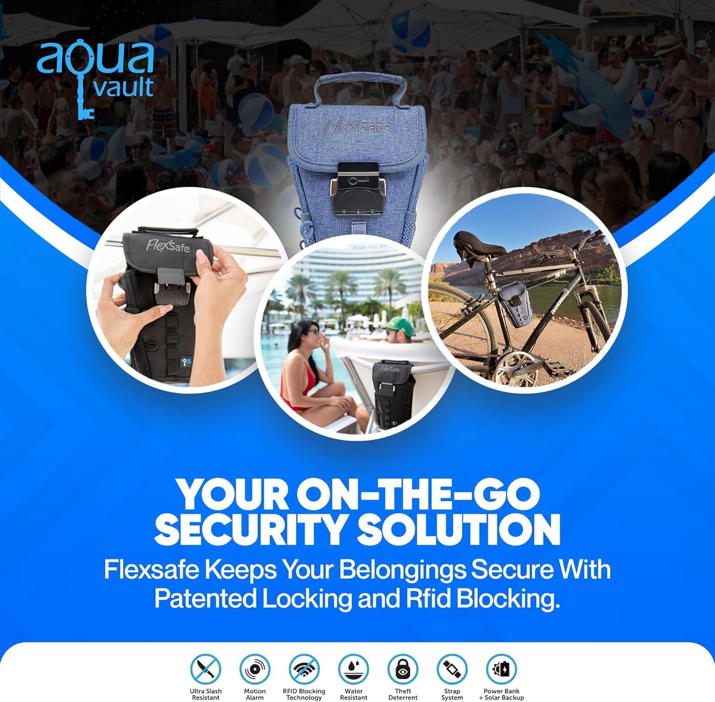 Aquavault | Flex Safe | Beach Chair Vault | Anti theft combination lock | 3 Digit Programmable lock | Water resistant, Slash Resistant and RFID Blocking (Grey)