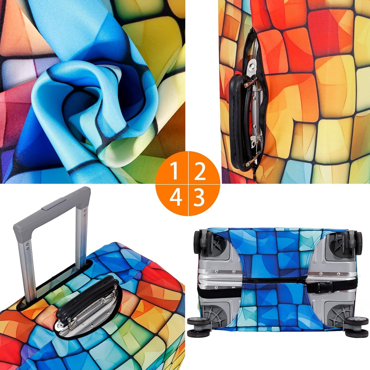 MosaiRudo Travel Luggage Covers For Suitcase Tsa Approved,Suitcase Cover Protector Fit 18-32 Inch Luggage Travel Accessories (T2507, XL)