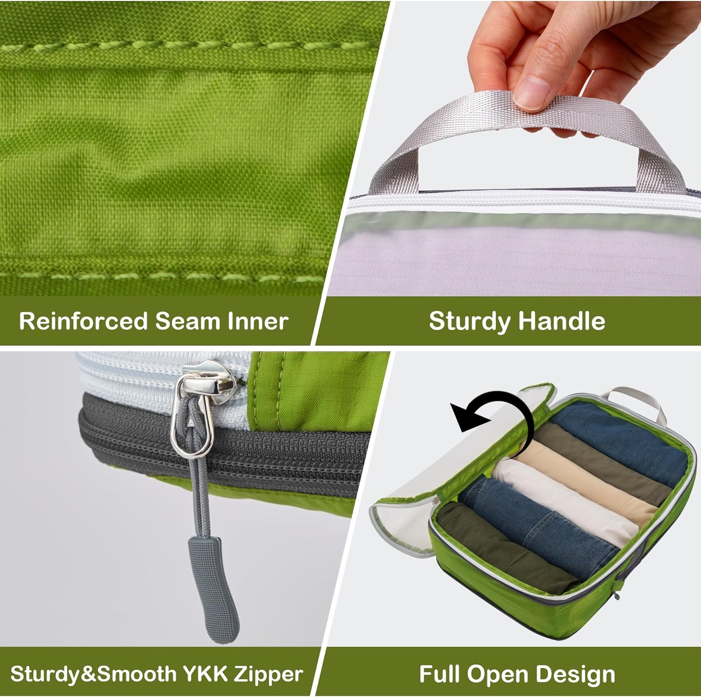 Cipway Mesh Compression Packing Cubes, Ultralight See Through Luggage Organizer Bags, Travel Essentials for Carry on Suitcase（3 Pcs,Green）