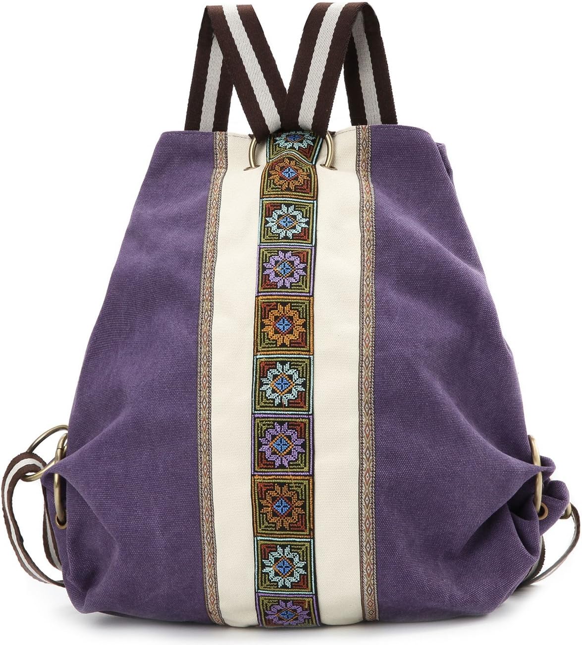 Goodhan Women Canvas Backpack Daypack Casual Shoulder Bag, Vintage Heavy-duty Anti-theft Travel Backpack