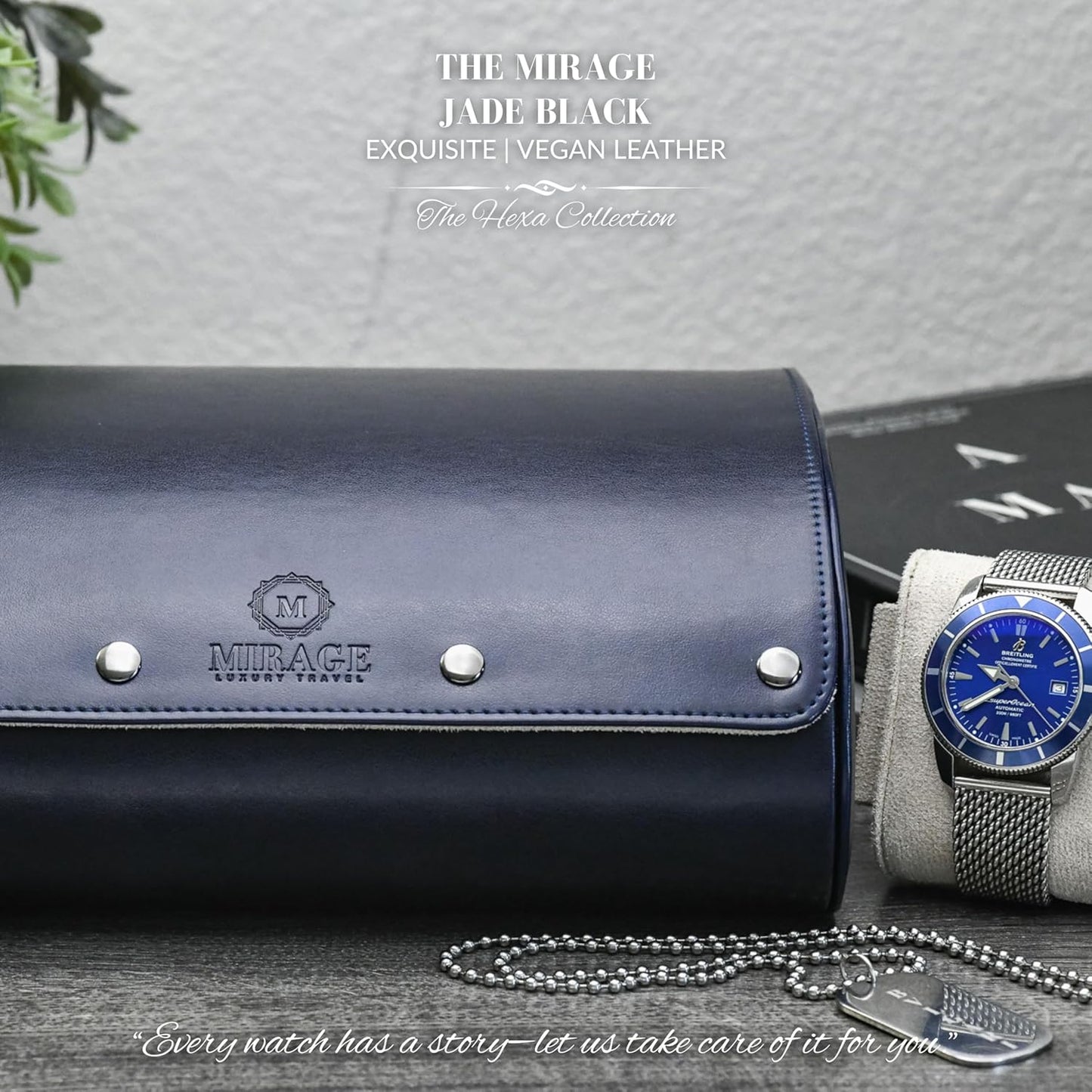 Watch Roll Case for Travel 6 slot Watches Organizer - Midnight Blue
