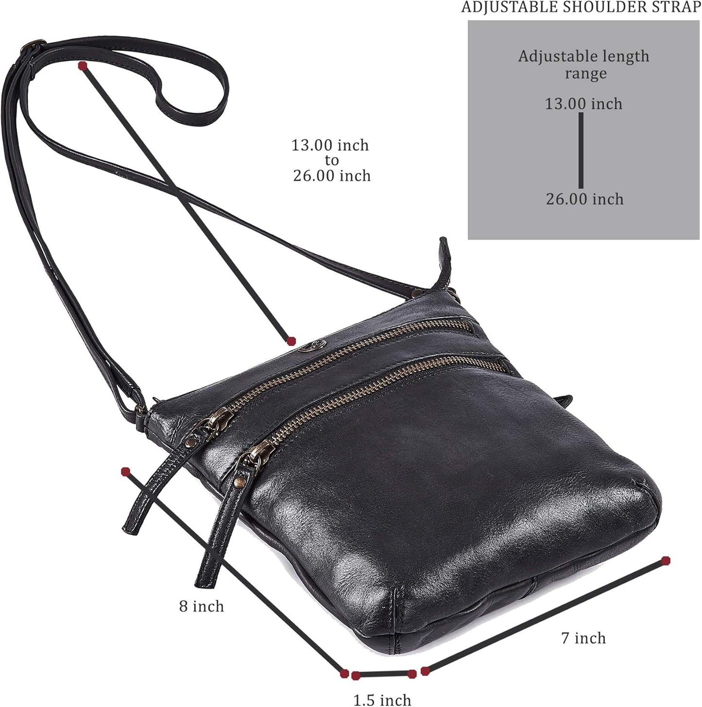 Crossbody Sling Bag for Women Small Real Leather Purse Vintage Travel Crossover Shoulder Bag Handmade