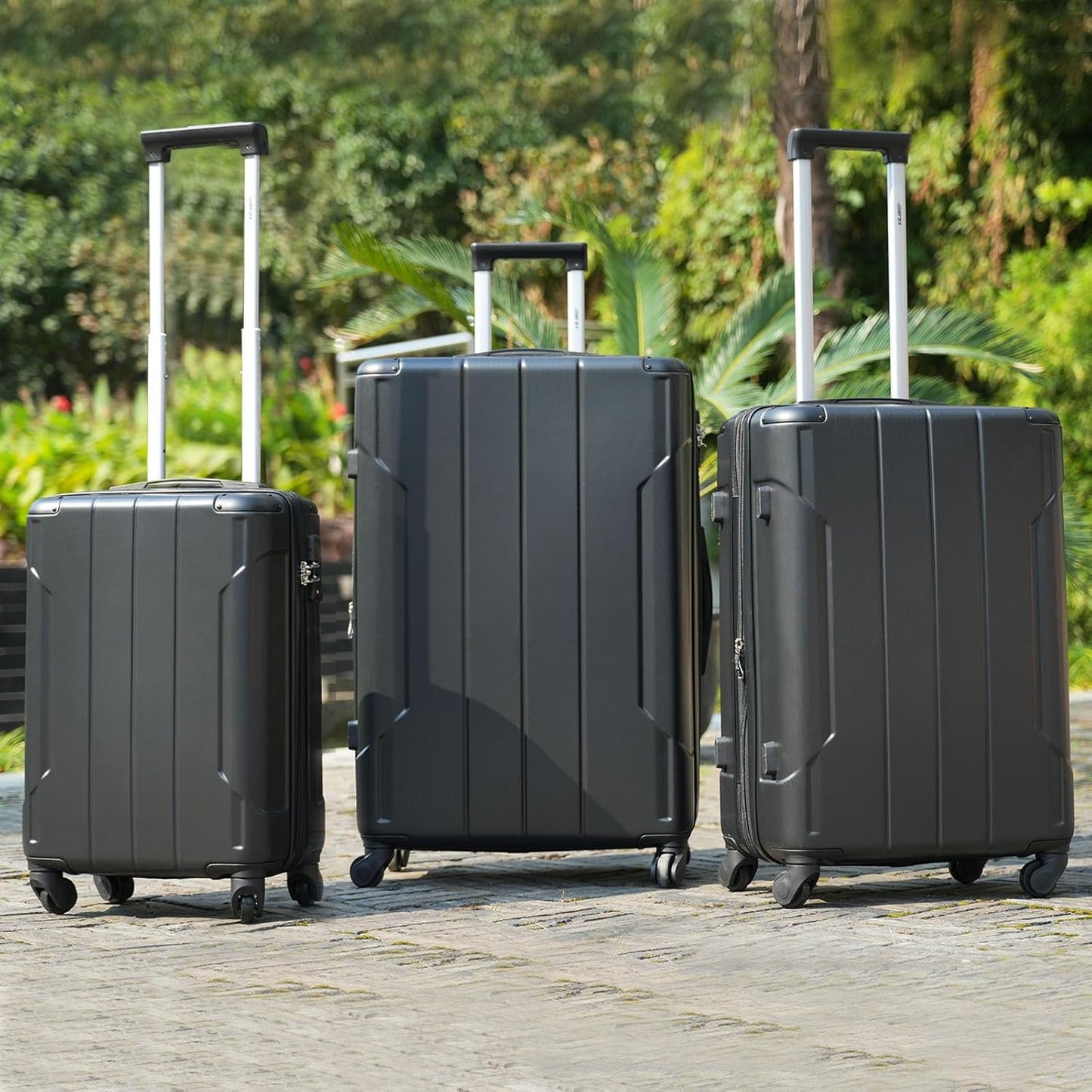 Merax Luggage Sets of 2 Suitcases With Wheels, Expandable and Lightweight, TSA Lock, Hardside Spinner Carry On Luggage (20 28 inch Black)