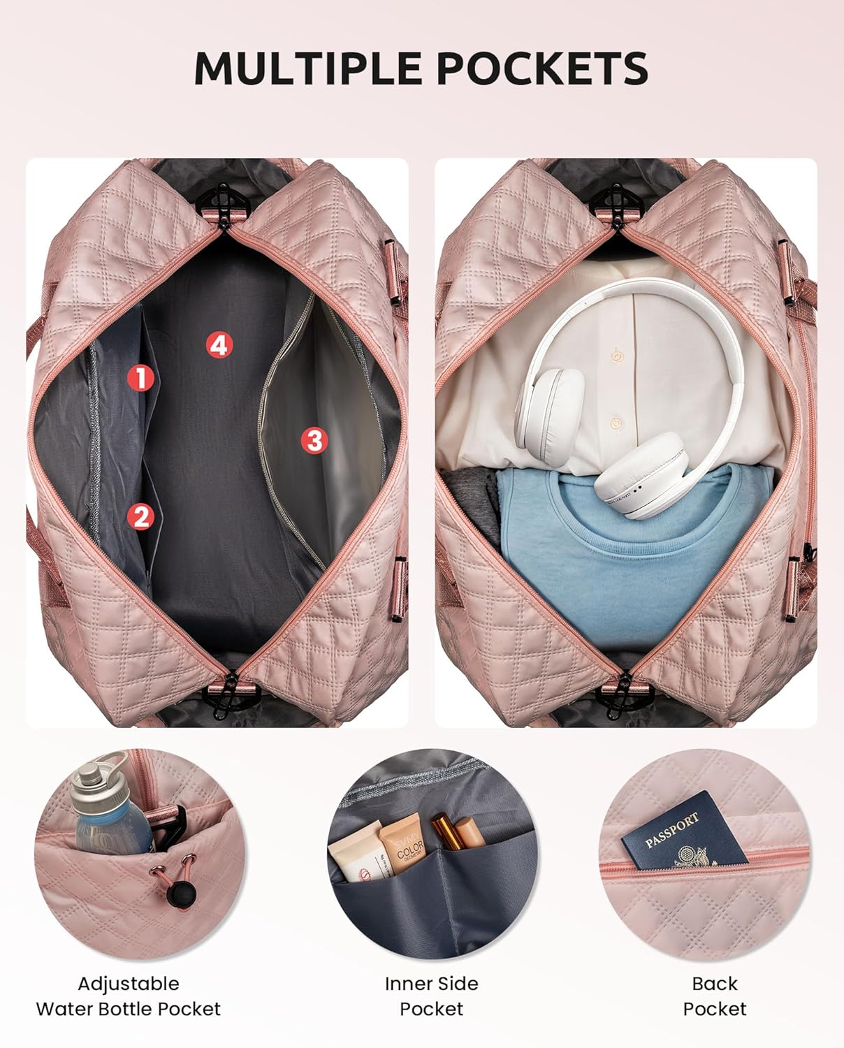 Gifts for Mom-Initial Duffle Bag with Shoe Compartment, Personalized Weekender Bag, Monogram Overnight Bag, Letter Travel Bag with Makeup Bag，Personalized Gifts Idea for Women Her (Letter F)