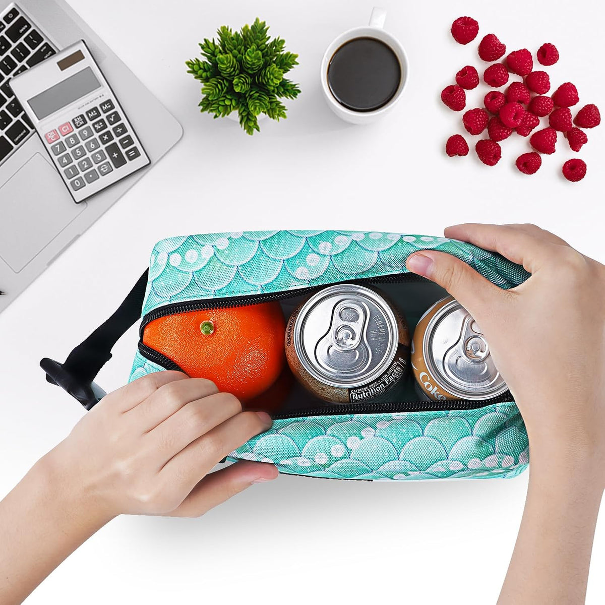 Cerbonny Freezable Kids/Adults Green Fish Theme Lunch Cooler, Suit for 3+, Mini Fit for Yogurt