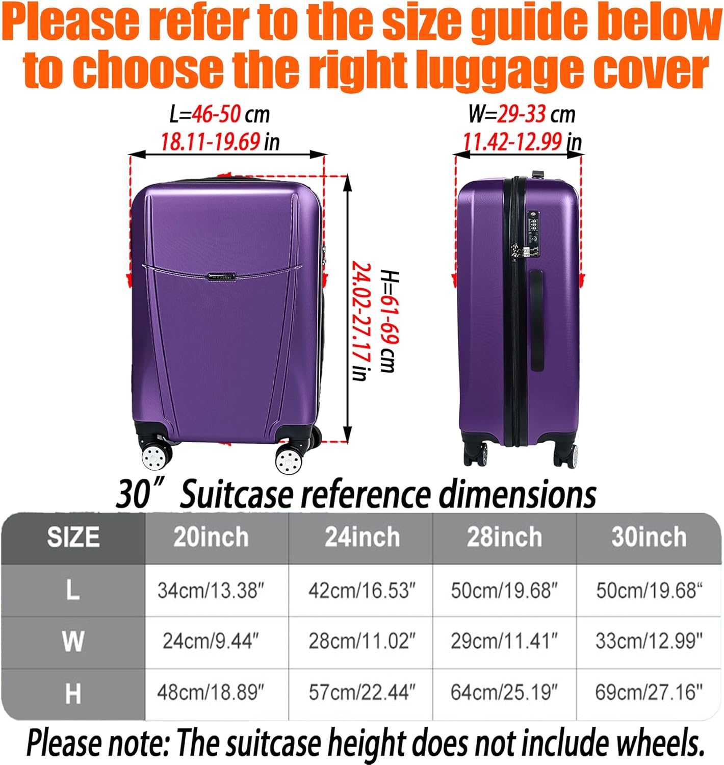 Suitcase Covers for Luggage – TSA Approved Clear PVC Luggage Protector Cover, Thick Transparent Waterproof Sleeve with Large Hook and Loop Closure, Fits 30" Wheeled Suitcases