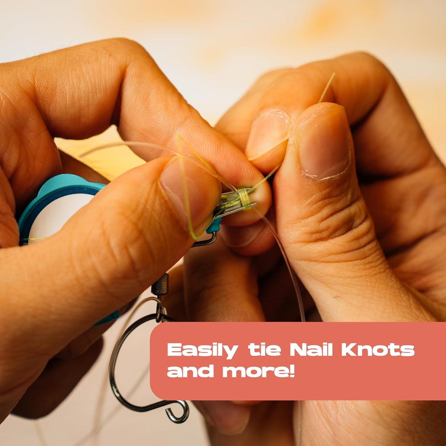 HOOK-EZE Fishing Knot Tying Tool | Protect from Fish Hooks | Tie Fishing Knots Easily | Cool Gadgets for Fishermen | Ice Fly Fishing | Fishing Accessories for Beginner Anglers | Nail Knot Tool