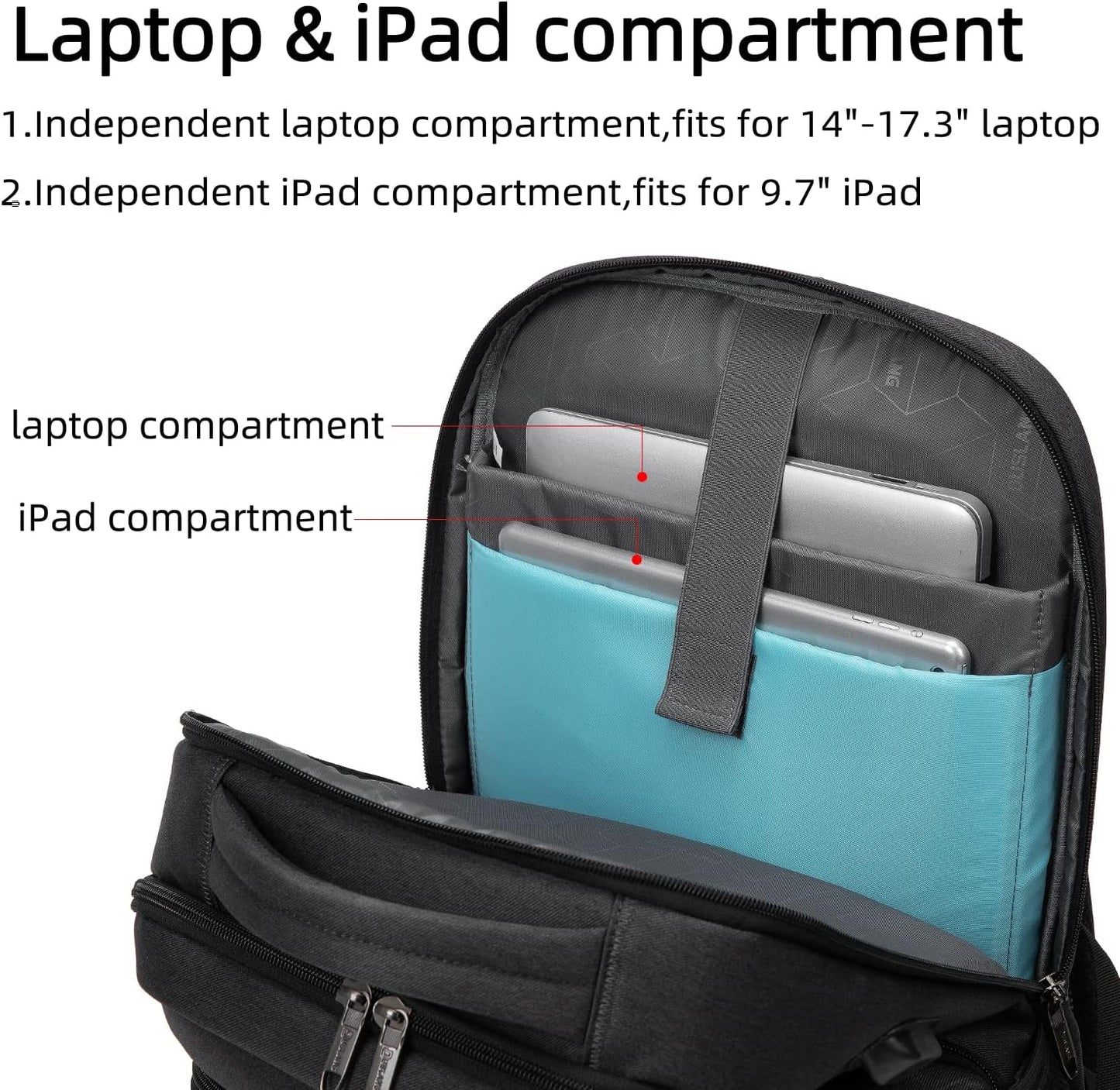 DUSLANG 17 Inch Laptop Backpack for Travel Water Resistant College Backpack for Men/Women Laptop Bag with USB Charging Port and Red Hat Metal America Back MAGA Cap Keychain for Backpack, Black
