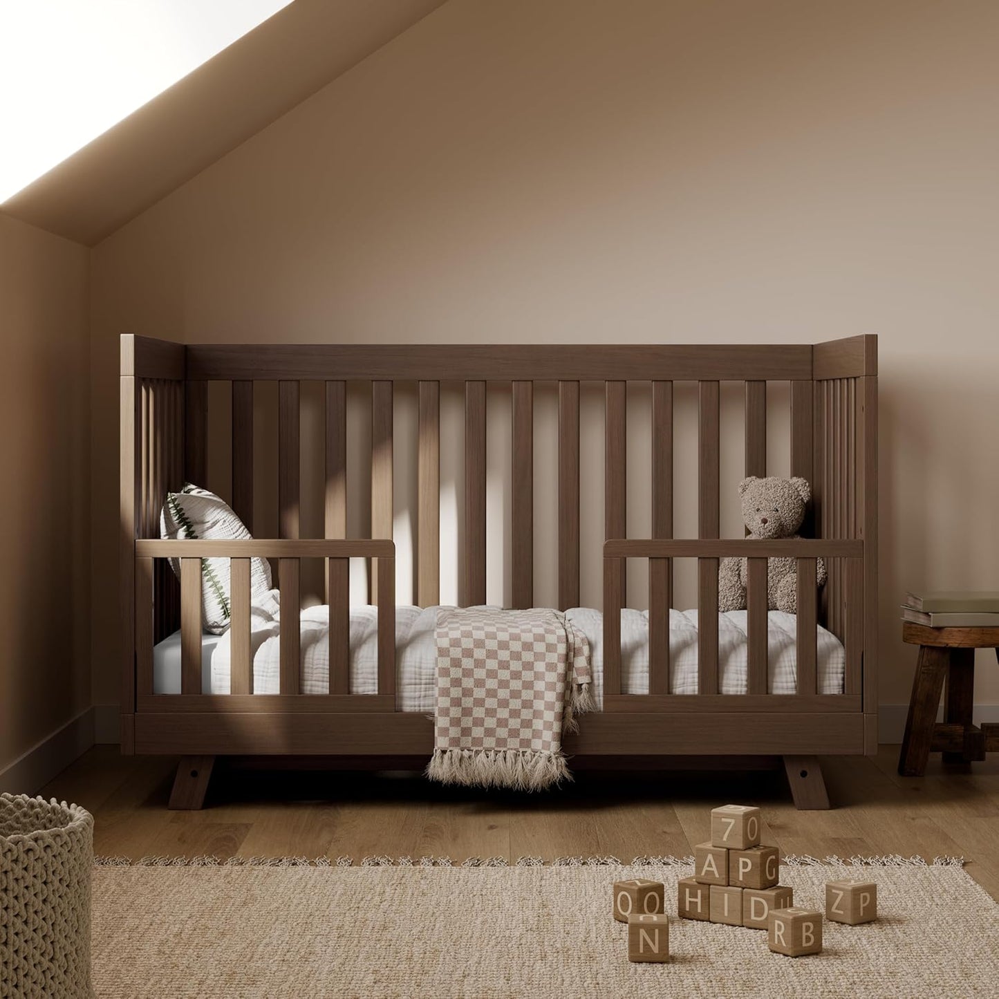 Storkcraft Beckett Grow-with-Me Convertible Crib (Hazelnut) – GREENGUARD Gold Certified, Converts to Toddler Bed & Daybed, Fits Standard Crib Mattress, Easy-to-Assemble