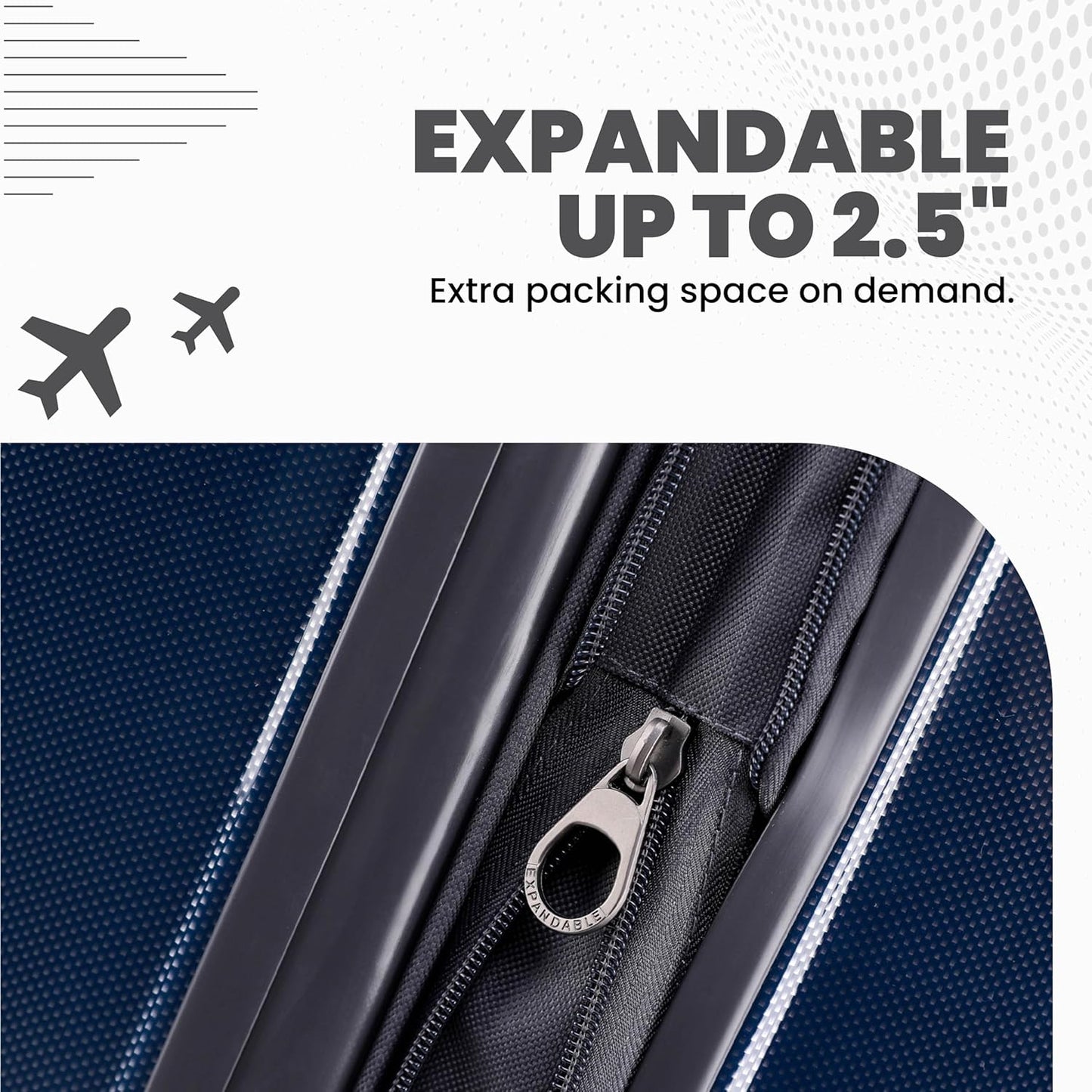 Spyder Rails 25 Inch Medium Expandable Hardside Upright Suitcase with 360° Spinner Wheels, TSA Approved Lock, Navy