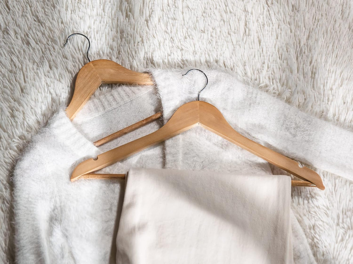 StorageWorks Wooden Hangers 30 Pack, Wood Coat Hanger for Coats, Shirts, Jackets, Pants, Suits, Natural Wood Color