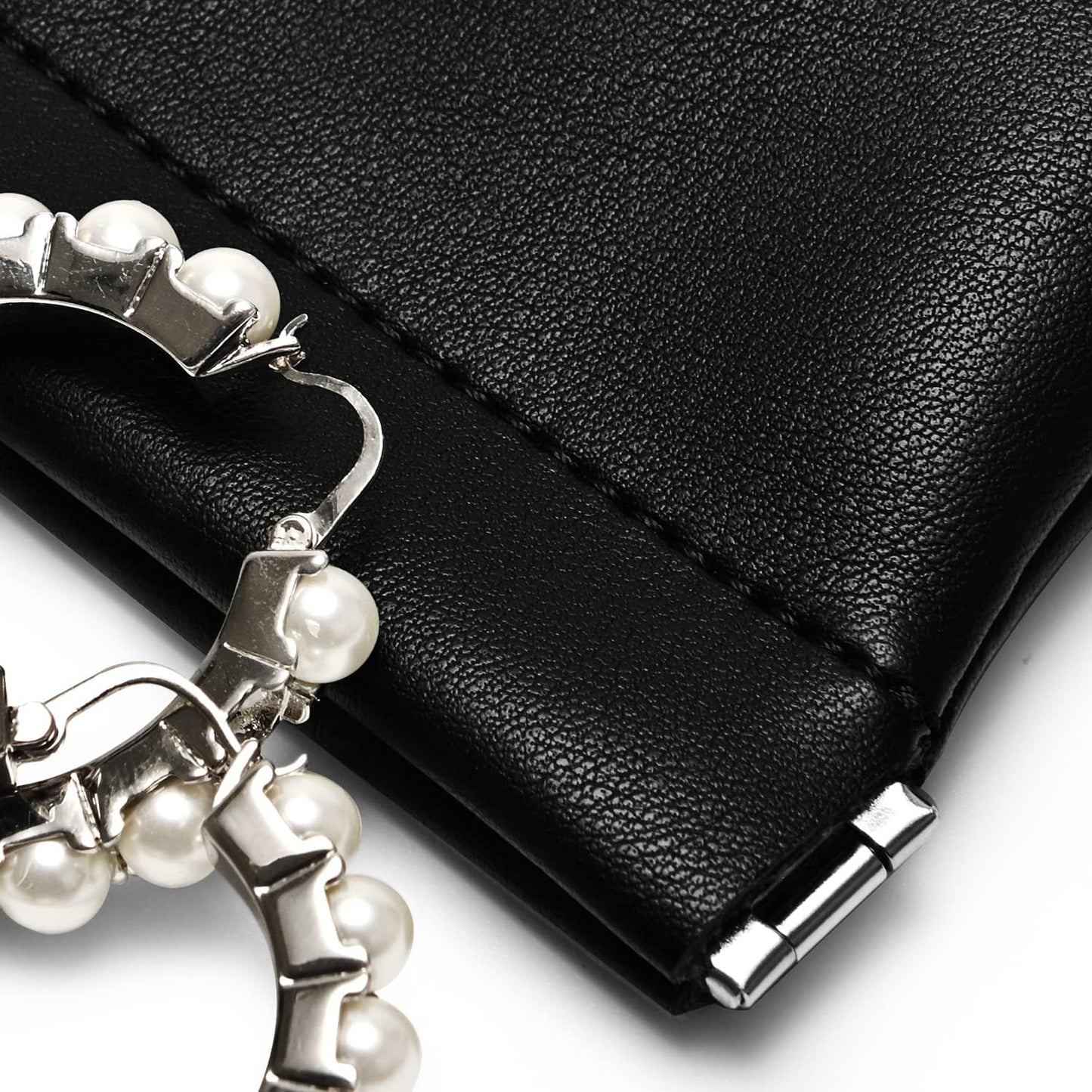 PU Leather Jewelry Travel Bag Leather Jewelry Pouch Christmas,Wedding Party Favor Gift Bag (S, Black)