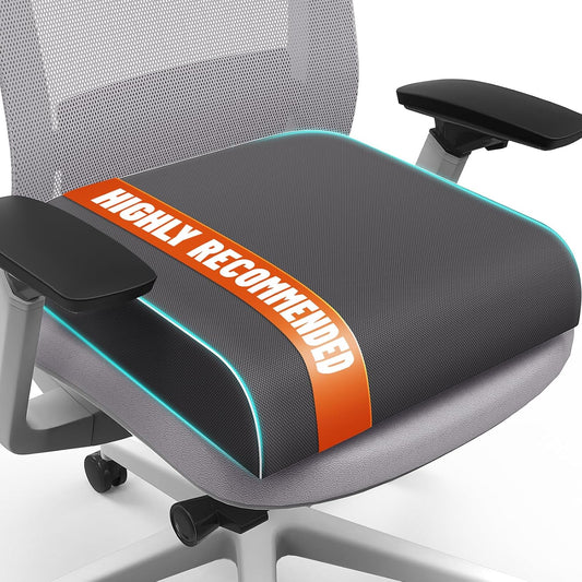 Seat Cushion for Tailbone Pain Relief, Office Chair Cushion, Memory Foam Large Chair Cushion with Non-Slip Cover for Soft Support at Office Chair, Car Seat, Airplane Grey/Large