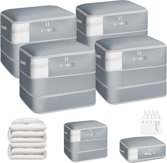 DIMJ Comforter Storage Bag - 110L Large Capacity Ultra Space Saving Self Compression Organize for Duvet, Pillow, Bedding, Blanket Sheet Storage Organizer Nylon Compression Bag for Storage