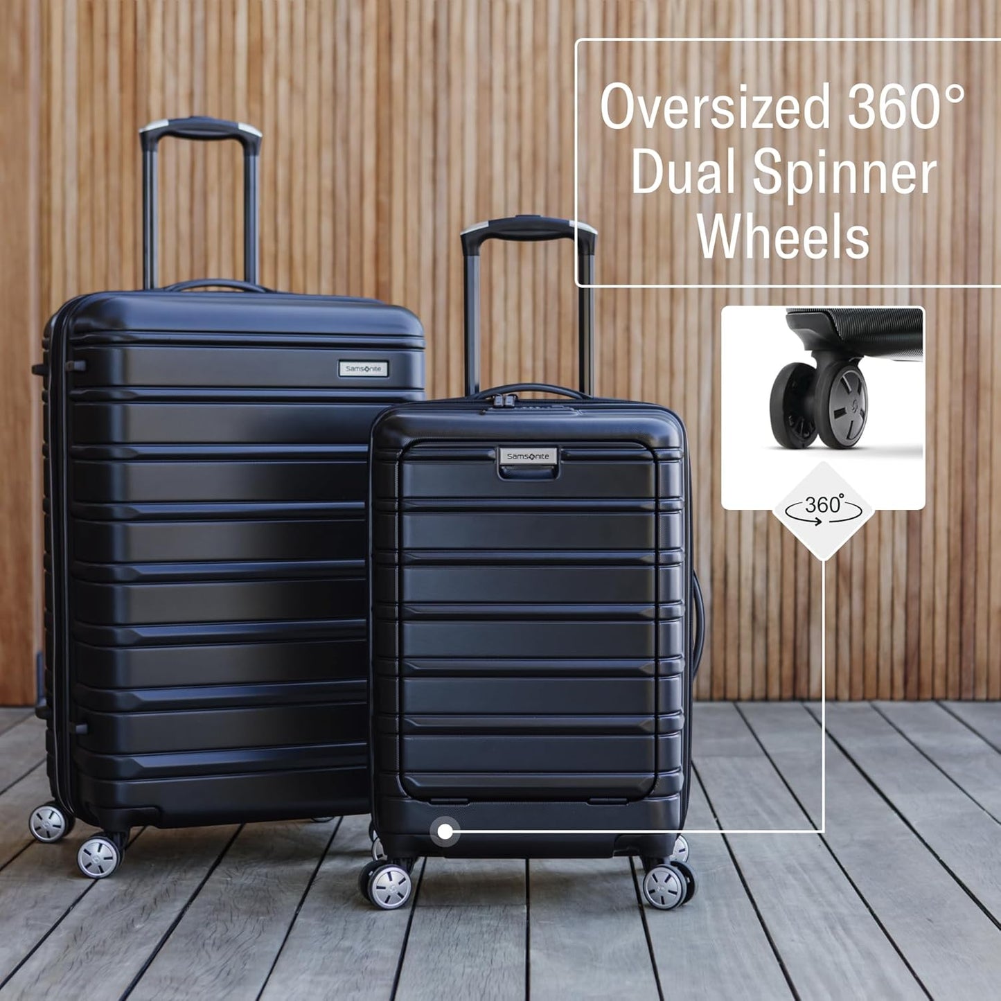Samsonite Omni 2 International Carry-On Luggage with 360° Spinner Wheels - Scratch Resistant Hardshell - TSA, Airline-Approved - Expandable Polycarbonate Shell for Lightweight Travel - Midnight Black