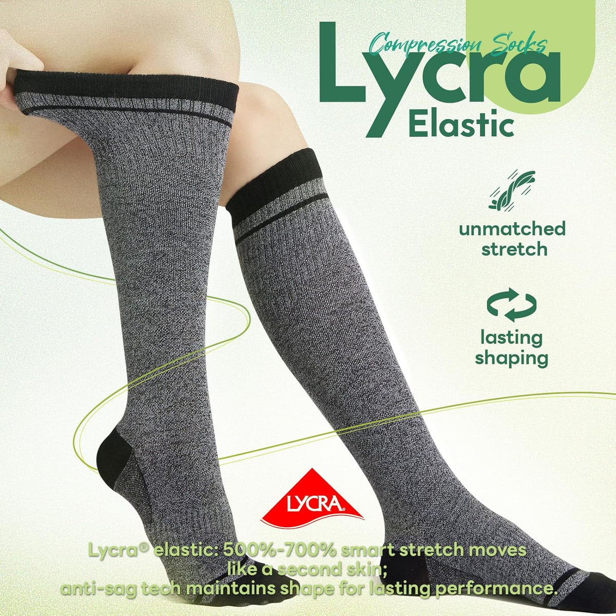 Mens Compression Socks for Men Women, 15-20 mmHg Bamboo Viscose Knee High Soft Support for Travel Daily