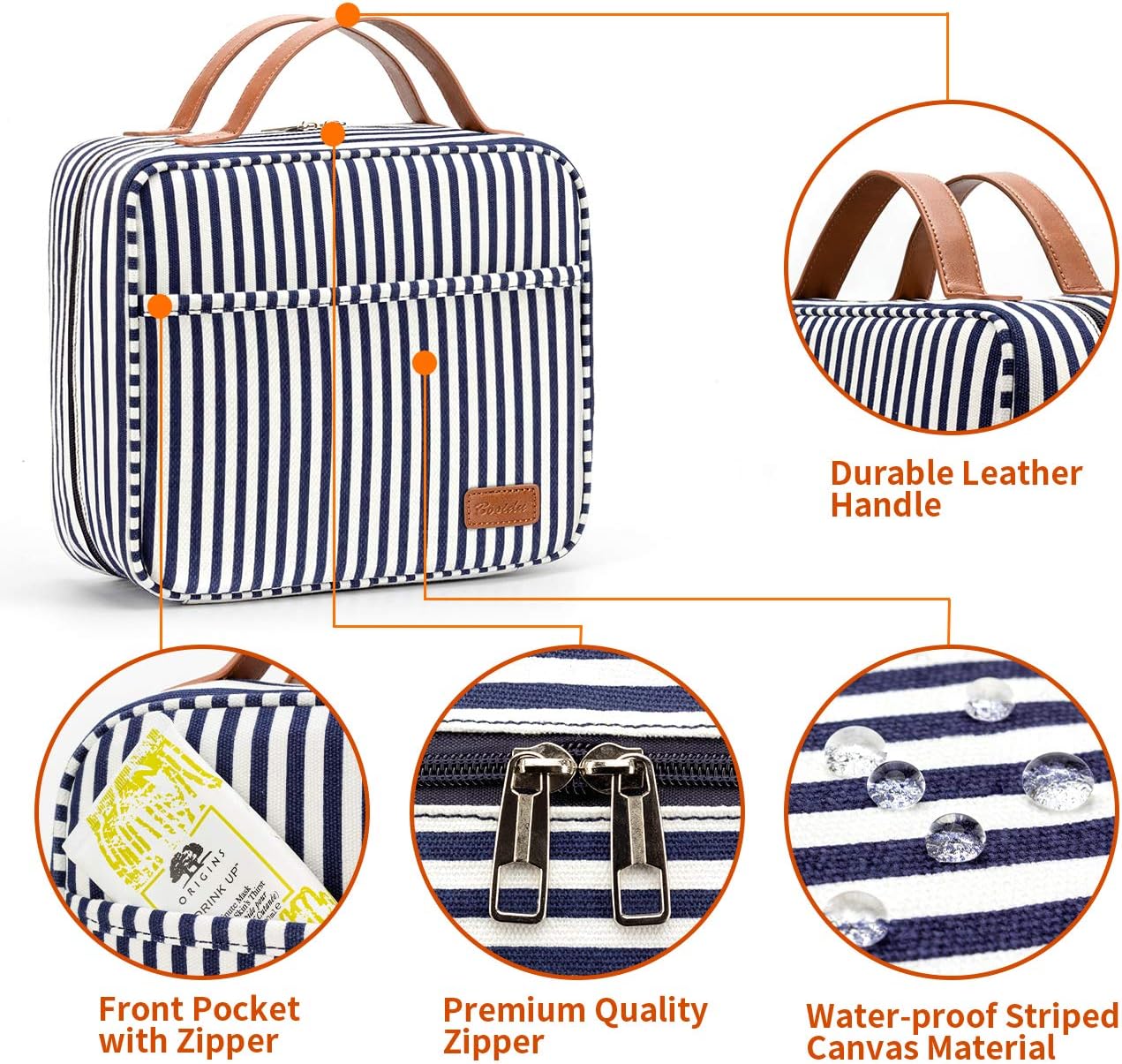 Hanging Travel Toiletry Bag,Large Capacity Cosmetic Travel Toiletry Organizer for Women with 4 Compartments & 1 Sturdy Hook,Perfect for Travel/Daily Use/Christmas