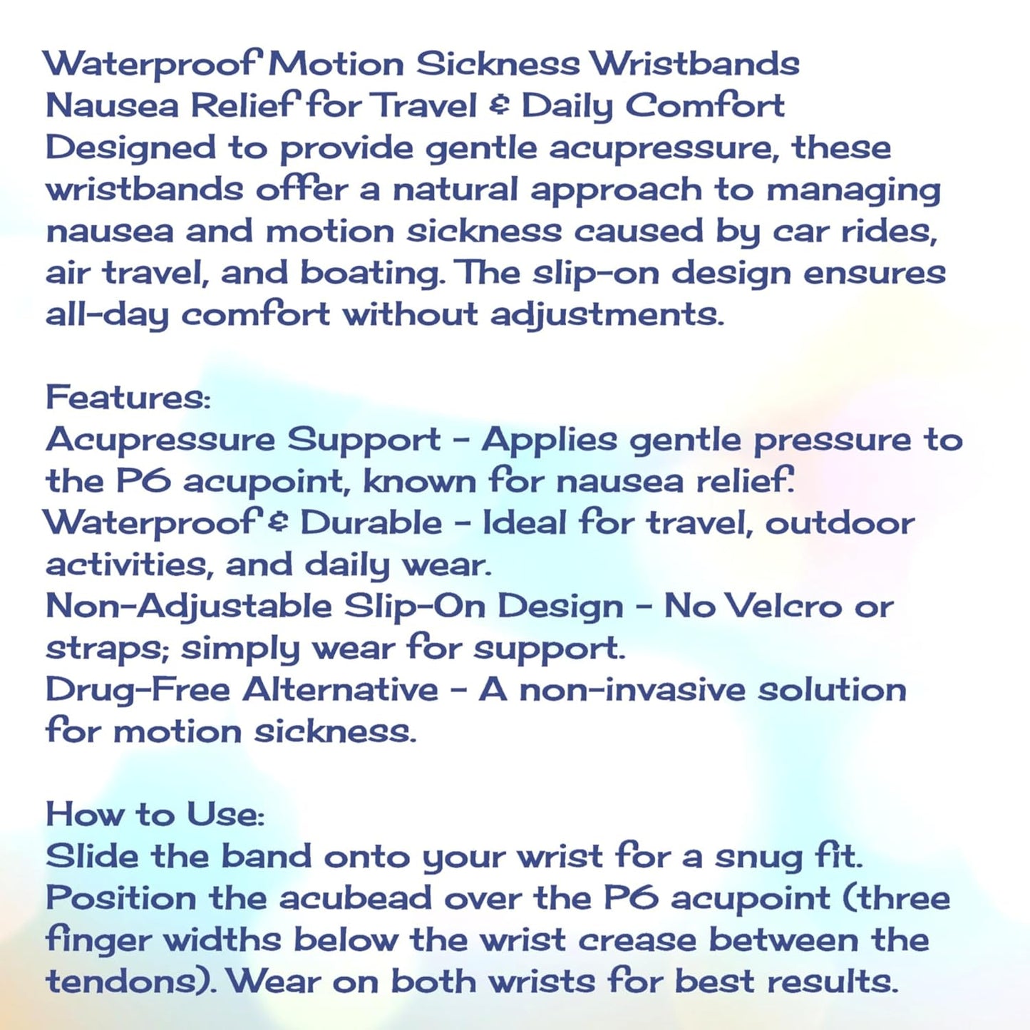 Motion Sickness Relief Acupressure Wristbands for Kids and Adults – Waterproof, Slip-On, Nausea Relief, Motion Sickness, Travel (2 Pack) (Purple, X-Small 5)