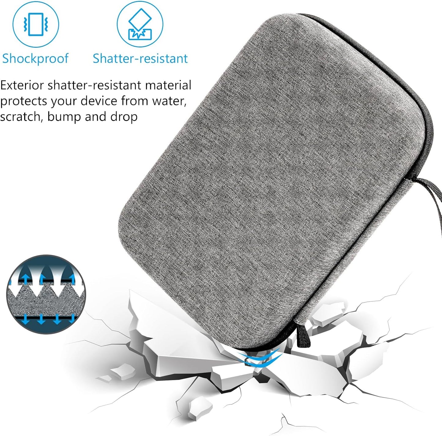 ProCase Hard Travel Electronic Organizer Case for MacBook Power Adapter Chargers Cables Power Bank Apple Magic Mouse Apple Pencil USB Flash Disk SD Card Small Portable Accessories Bag