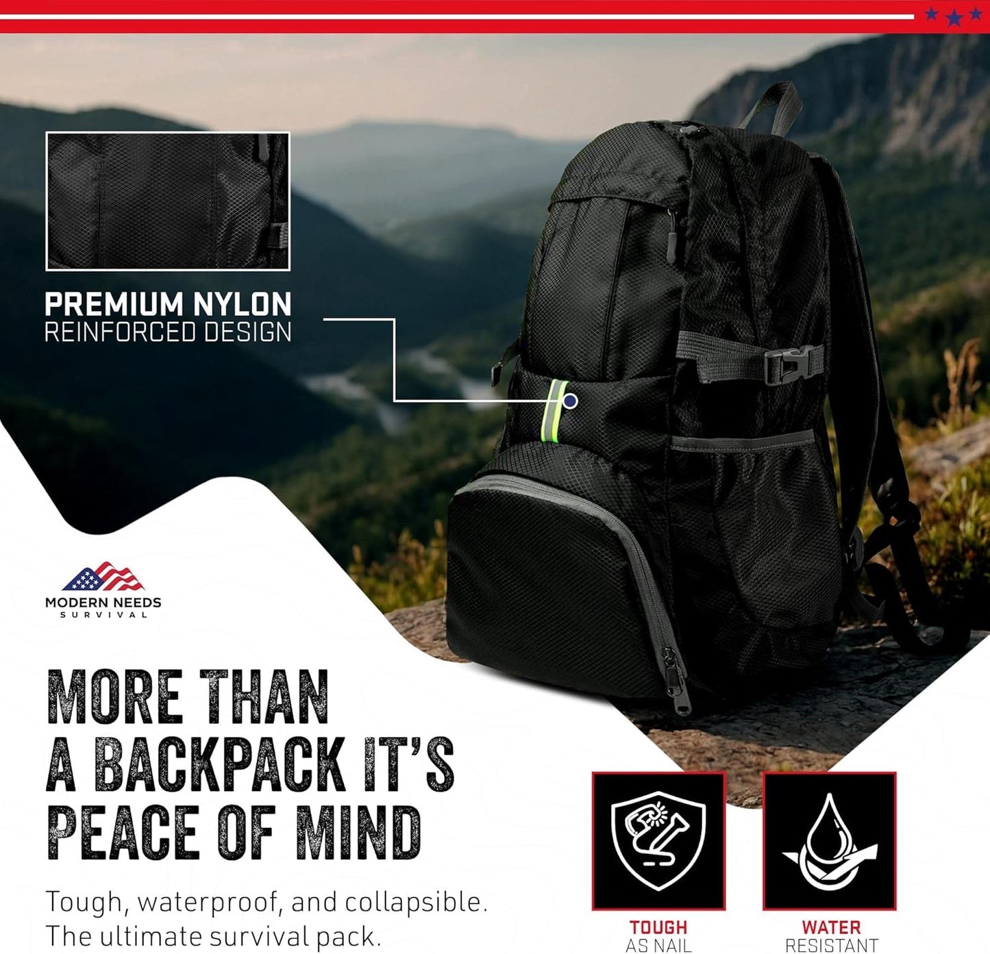 Ready Pack 35L — Foldable Backpack for Travel | Lightweight, Water Resistant Hiking Daypack | Compact, Packable Backpack for Men & Women | Great for Camping & Daily Use