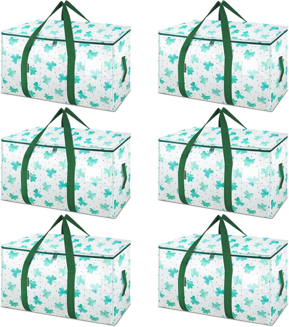 BALEINE 6-Pack Oversized Moving Bags with Reinforced Handles, Heavy-Duty Storage Tote for Clothes, Moving Supplies (Clover, 6-Pack)