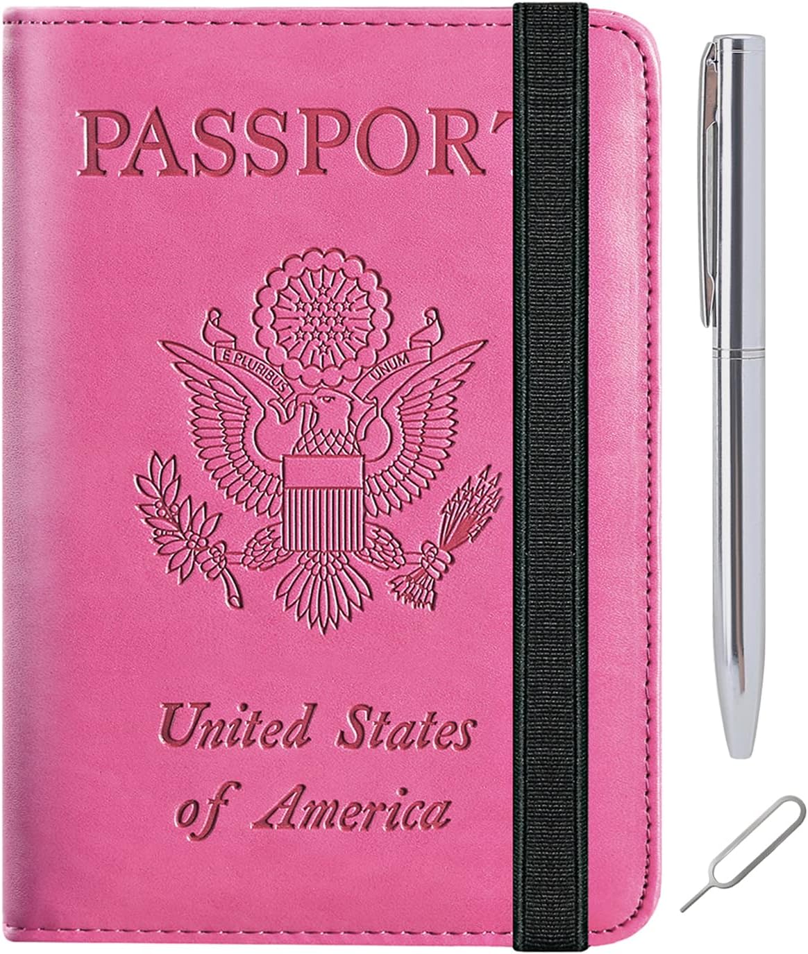 Passport Holder Cover Wallet Travel Essentials RFID Blocking Leather Card Case International Must Haves Travel Accessories for Women Men(113#Pink)