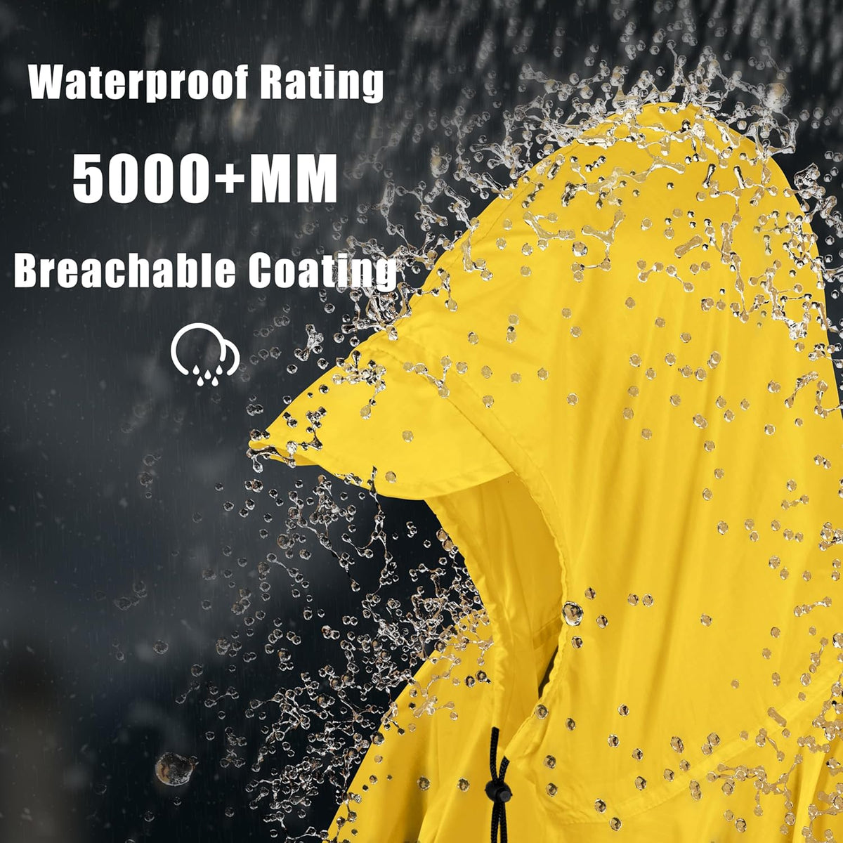Coralrain Hooded Rain Poncho Lightweight Waterproof Unisex Raincoat Jacket with Pocket for Men Women Adult