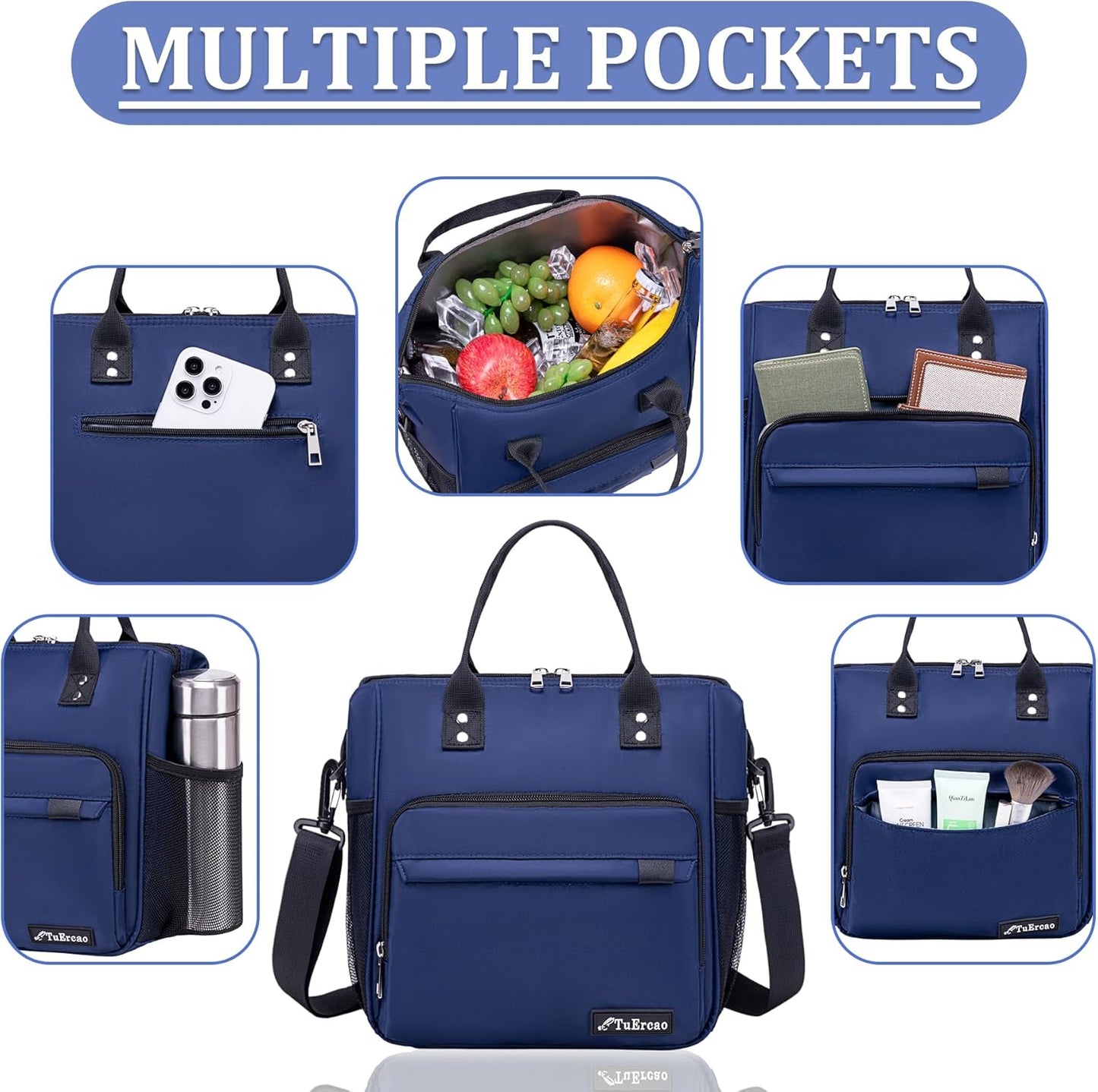 TuErCao Bule Lunch Box for Women Insulated Lunch Bag for Female Adult for Work, Lunch Cooler for Women
