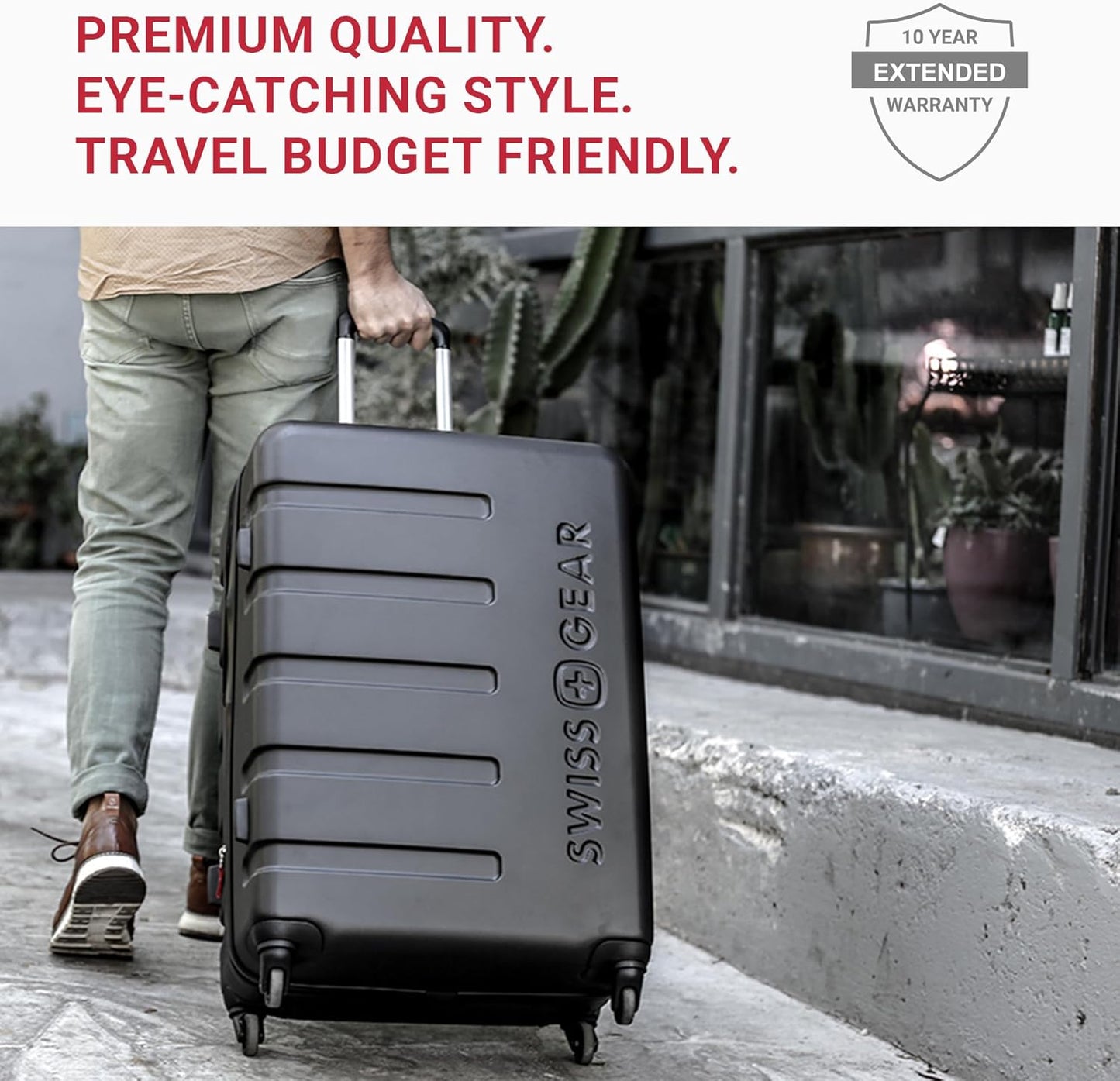 SwissGear 7366 Hardside Expandable Luggage with Spinner Wheels, Coral Almond, Carry-On 19-Inch