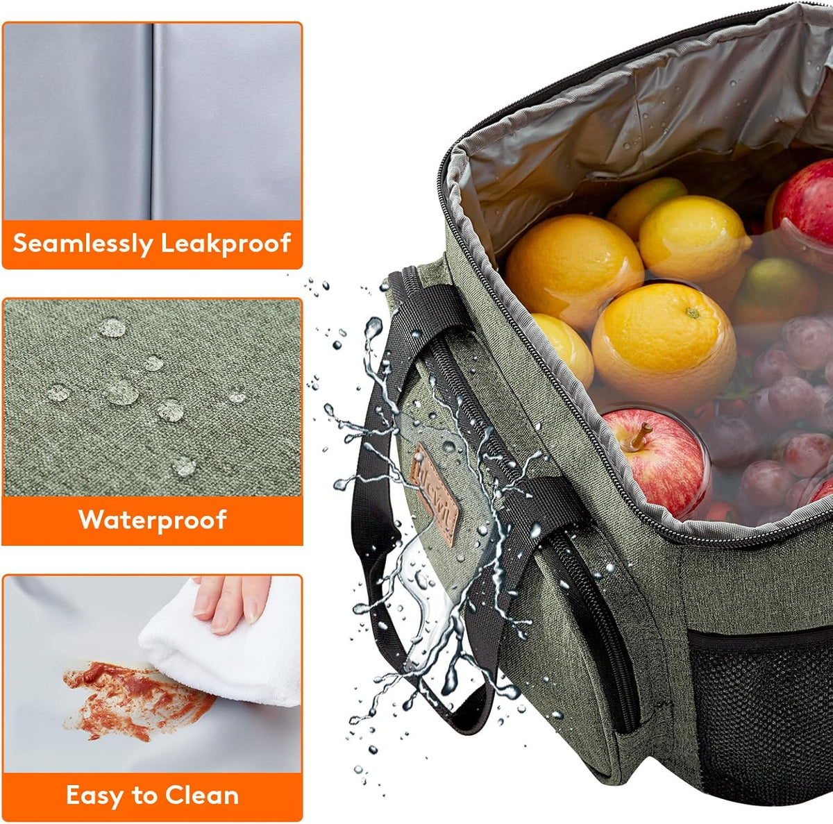 Lifewit Large Lunch Bag Insulated Lunch Box Soft Cooler Cooling Tote for Adult Men Women, Dark Green 24-Can (15L)