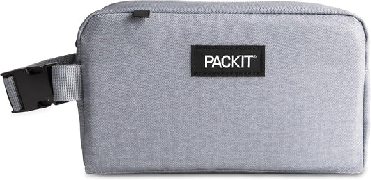PackIt® Freezable Snack Box, Gray Fog, Built with ECOFREEZE® Technology, Collapsible, Reusable, Zip Closure with Buckle Handle, Designed For Work Snacks, Fresh Snacks On the Go, Adults, and All Ages